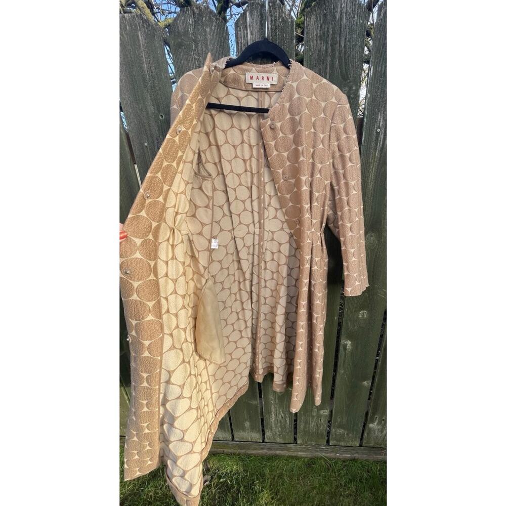 MARNI Pale Pink Circle Embroidered Trench Coat Sz. EU 44 US 14 - Picture 5 of 7
